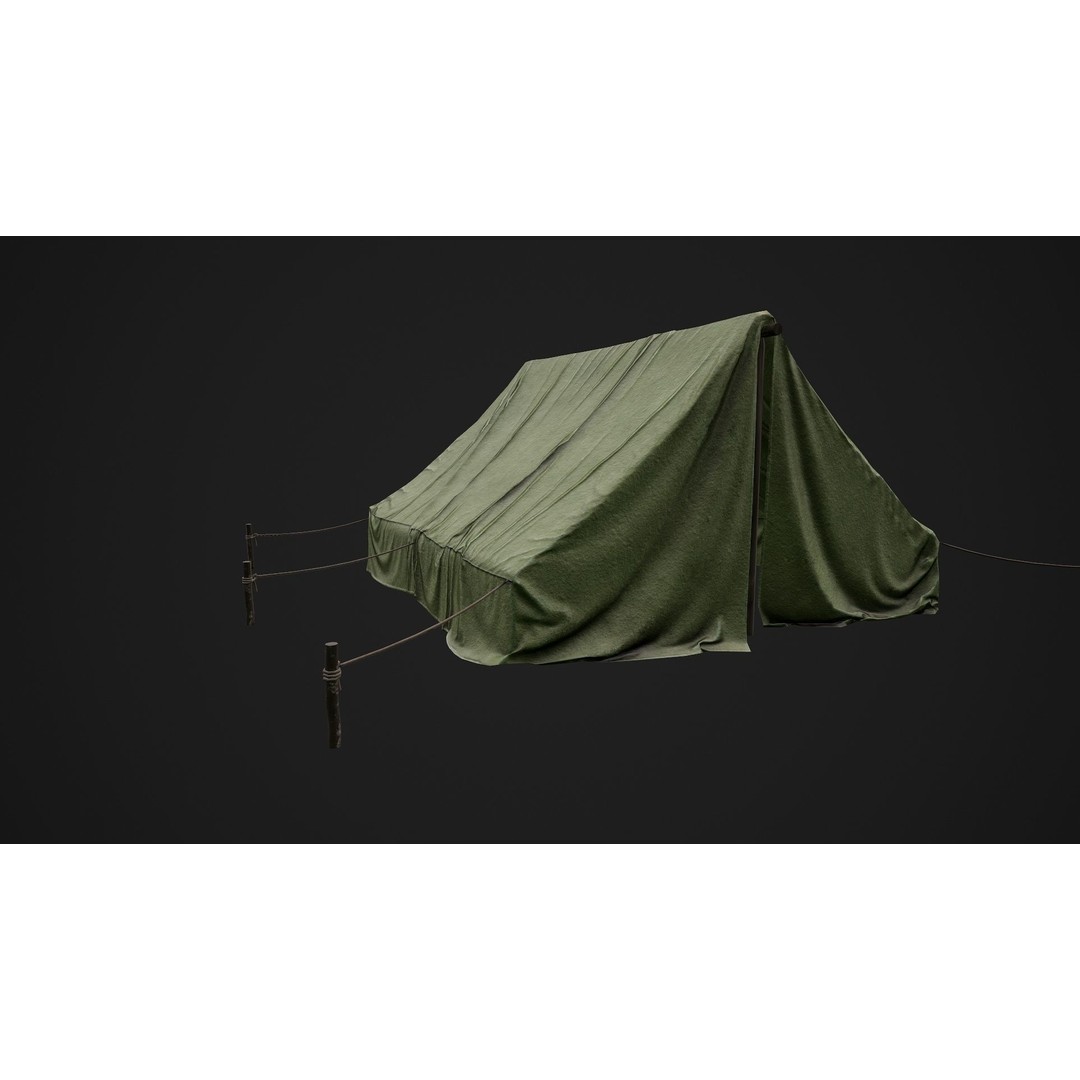 Military Tent 3D Model – Low Poly Game Ready PBR Asset, FBX - View 6