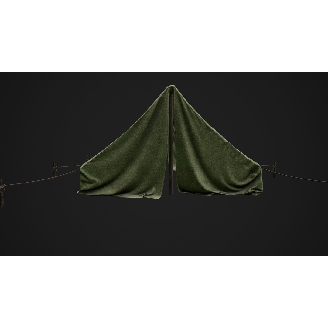 Military Tent 3D Model – Low Poly Game Ready PBR Asset, FBX - View 7