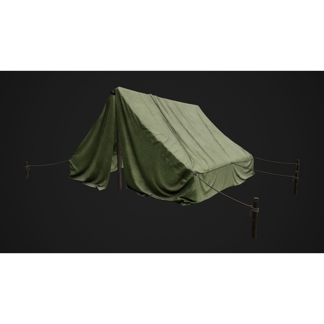 Military Tent 3D Model – Low Poly Game Ready PBR Asset, FBX - View 8