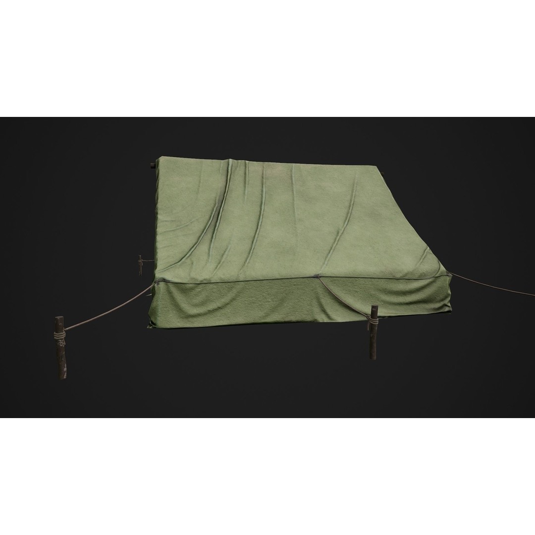 Military Tent 3D Model – Low Poly Game Ready PBR Asset, FBX - View 9