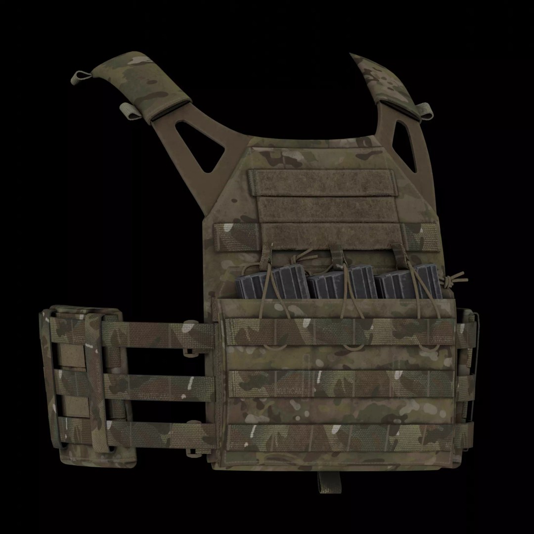 Crye Jumpable Plate Carrier 3D Model – Low Poly Military Vest, FBX - View 2