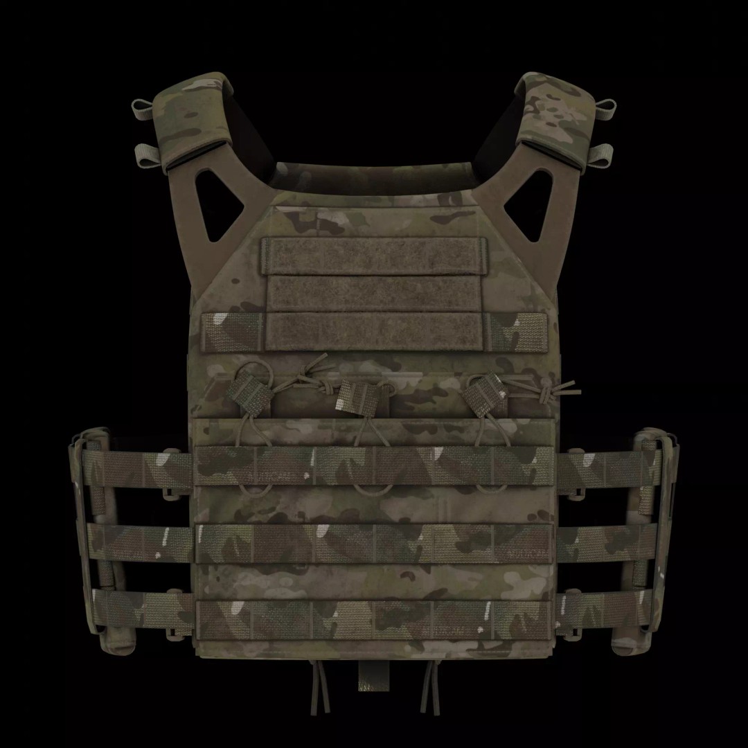Crye Jumpable Plate Carrier 3D Model – Low Poly Military Vest, FBX - View 3