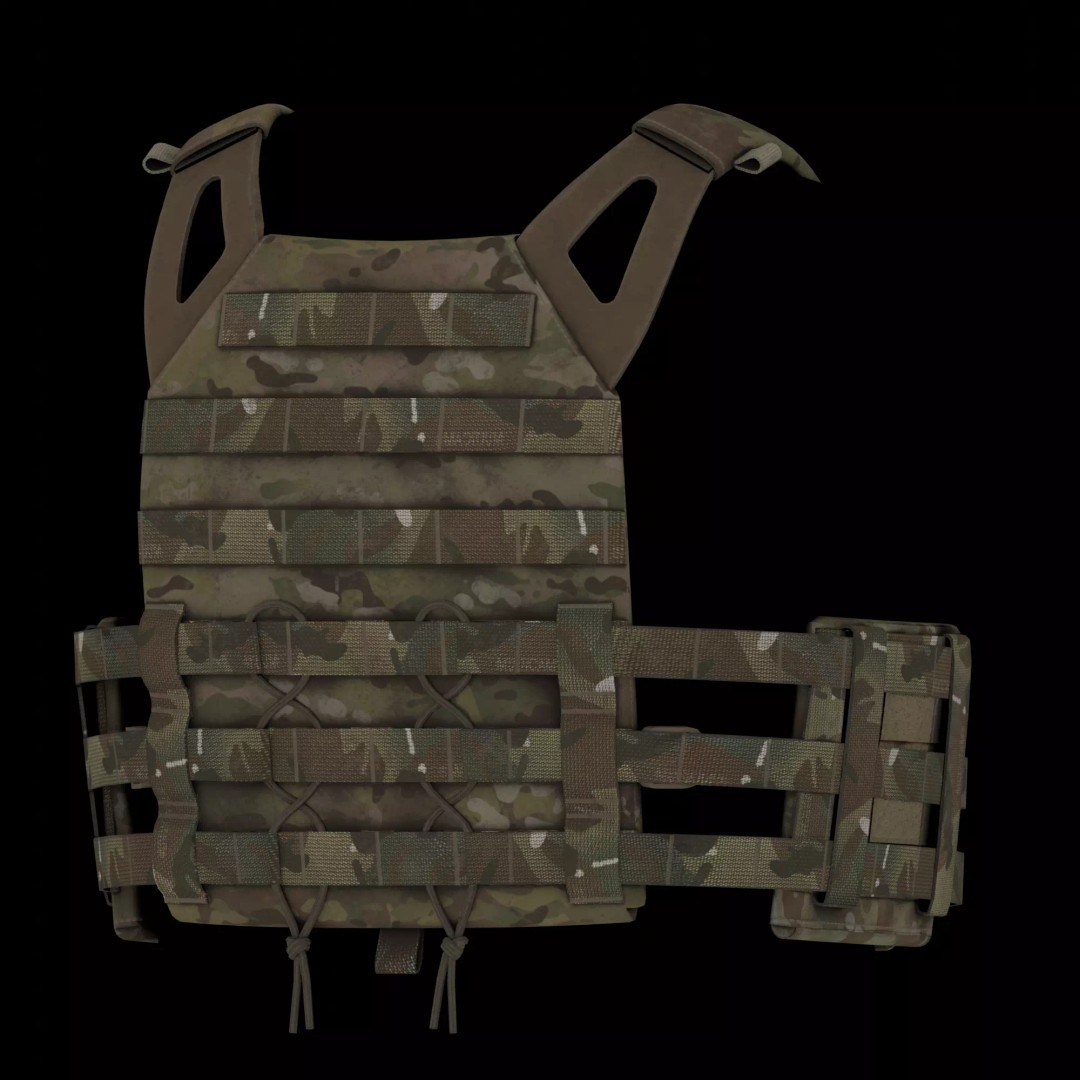 Crye Jumpable Plate Carrier 3D Model – Low Poly Military Vest, FBX - View 6