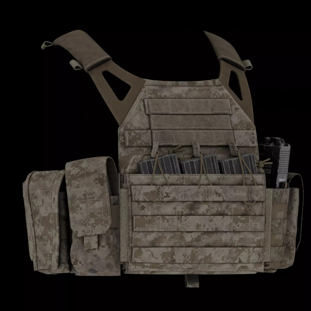 Crye Jumpable Plate Carrier 3D Model – Low Poly Military Vest, FBX - View 8