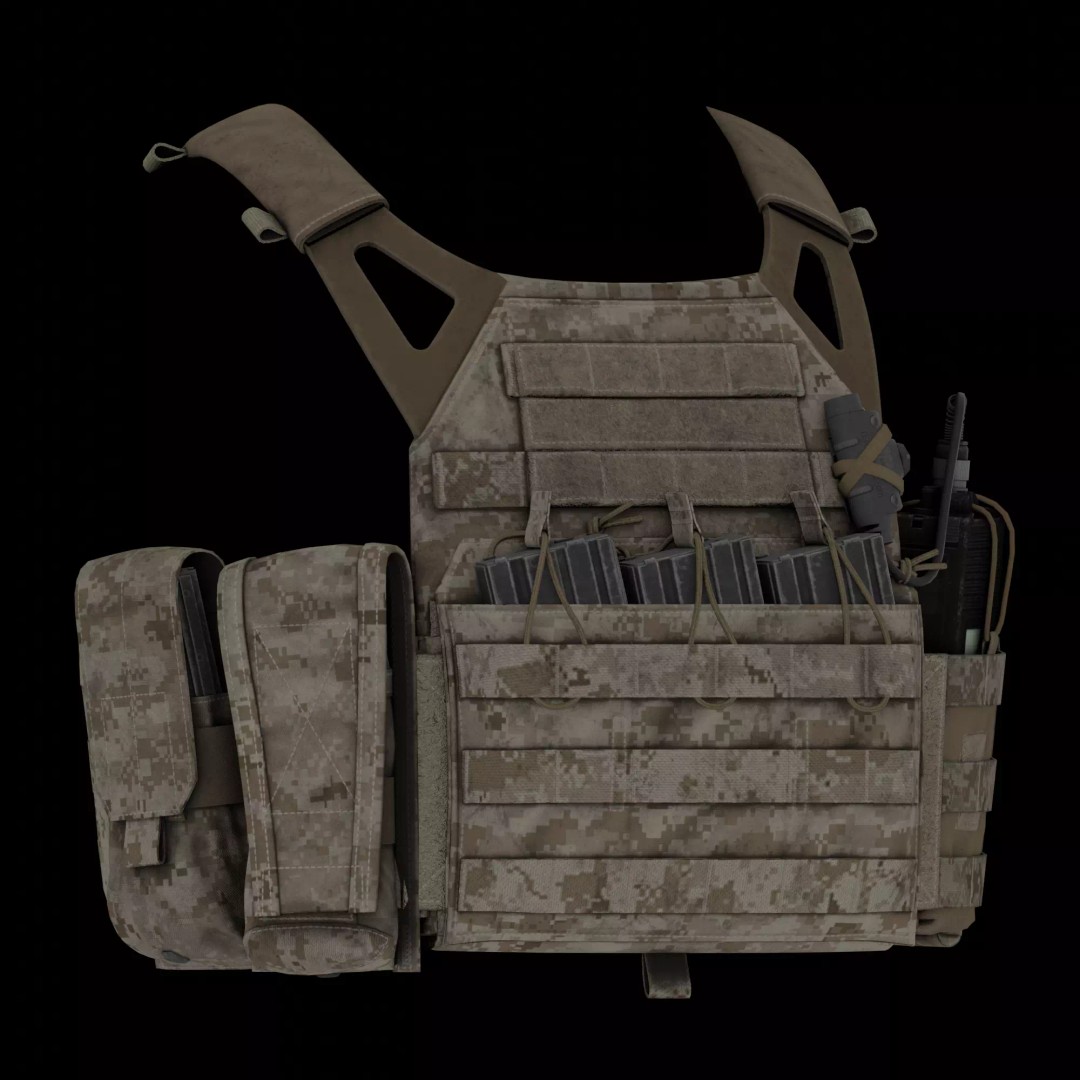 Crye Jumpable Plate Carrier 3D Model – Low Poly Military Vest, FBX - View 9