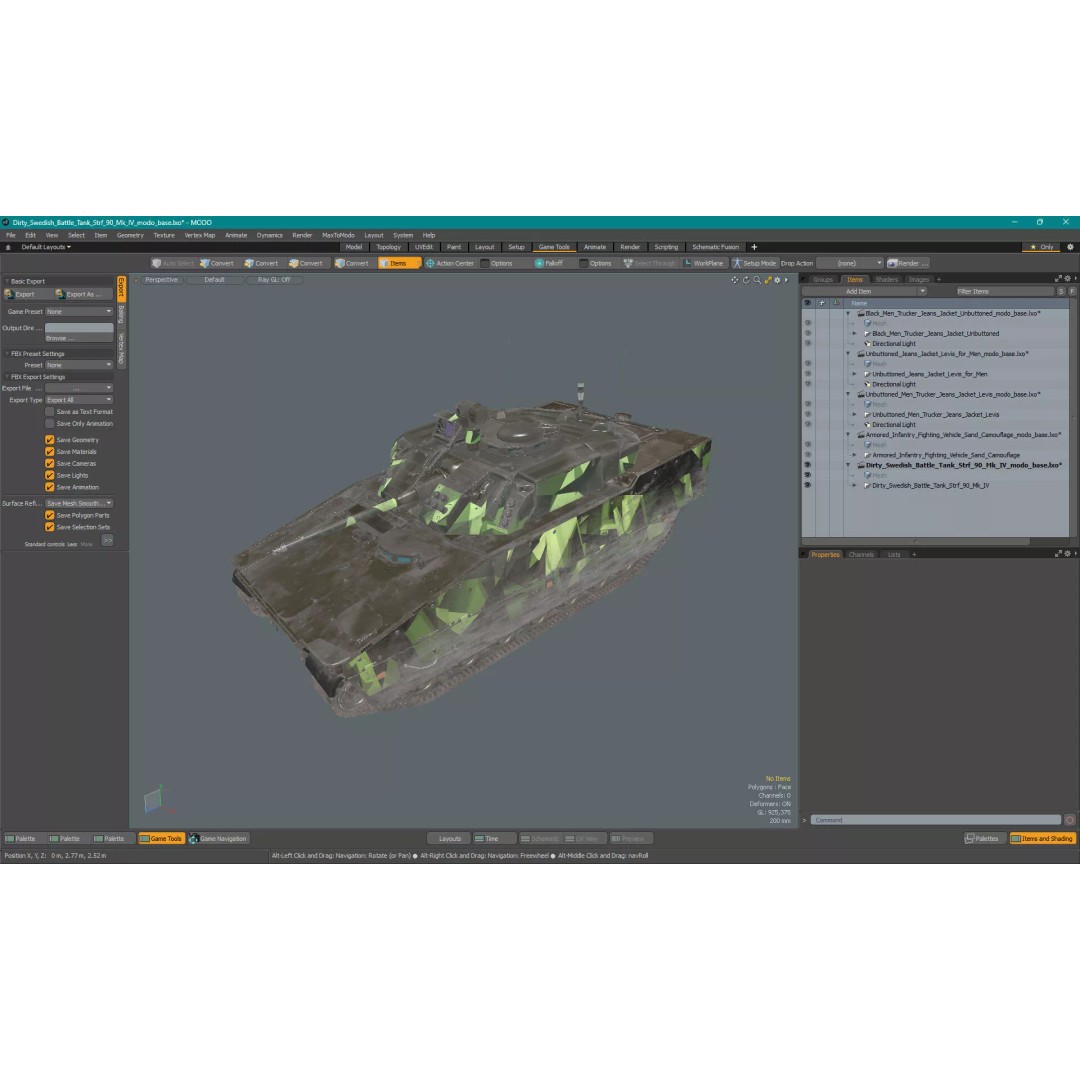 Dirty Swedish Battle Tank Strf 90 Mk IV 3D Model – High Poly PBR Asset, FBX