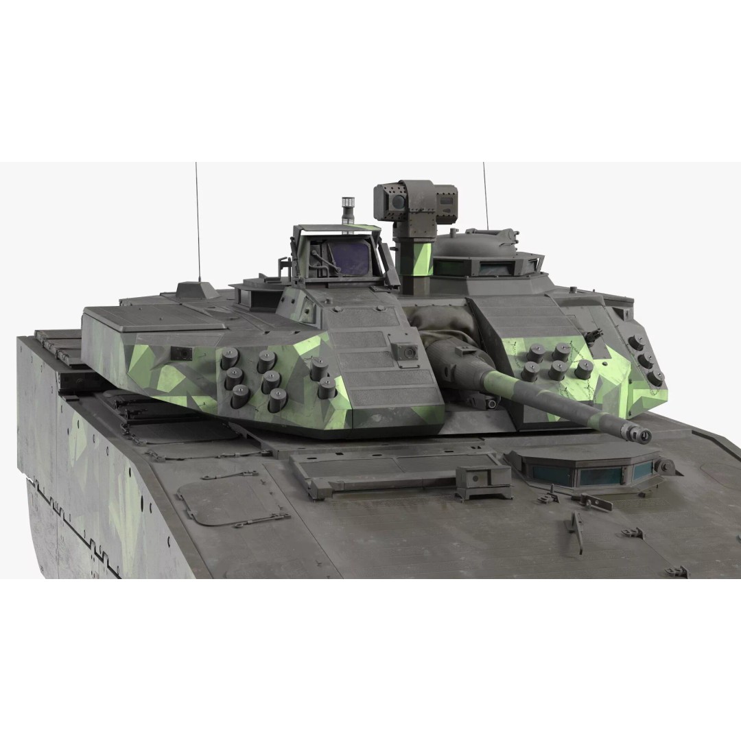 Dirty Swedish Battle Tank Strf 90 Mk IV 3D Model – High Poly PBR Asset, FBX - View 10