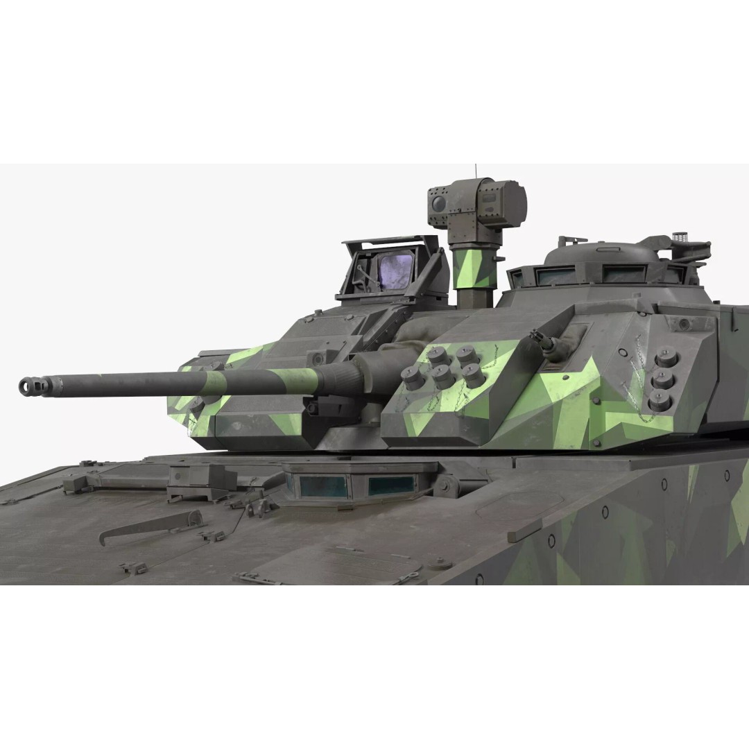 Dirty Swedish Battle Tank Strf 90 Mk IV 3D Model – High Poly PBR Asset, FBX - View 11