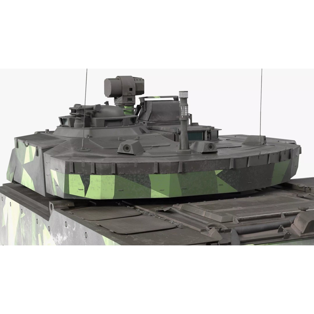 Dirty Swedish Battle Tank Strf 90 Mk IV 3D Model – High Poly PBR Asset, FBX - View 12