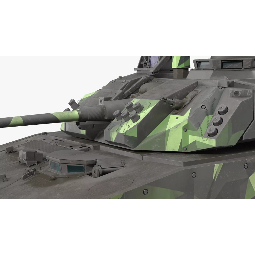 Dirty Swedish Battle Tank Strf 90 Mk IV 3D Model – High Poly PBR Asset, FBX - View 13