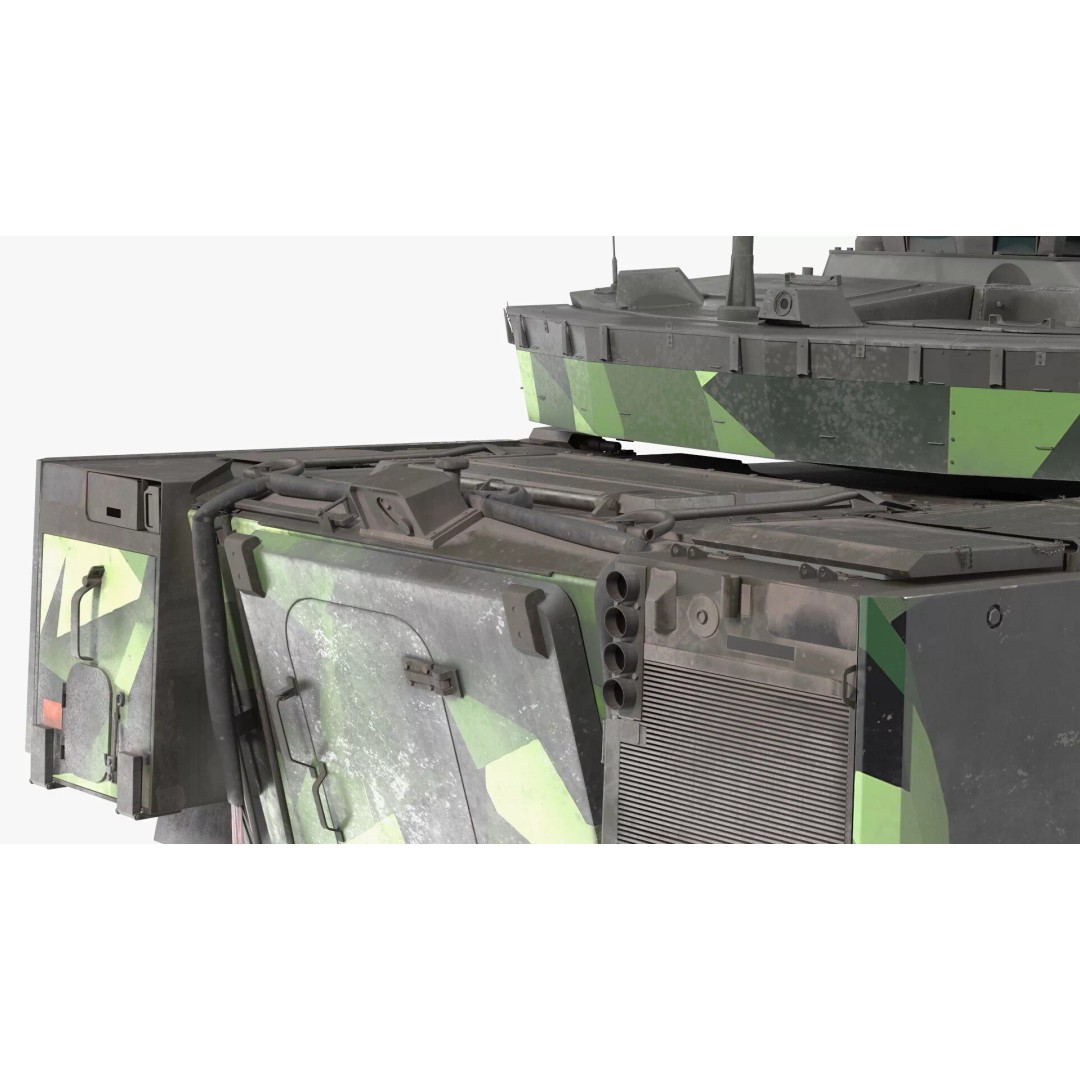 Dirty Swedish Battle Tank Strf 90 Mk IV 3D Model – High Poly PBR Asset, FBX - View 14