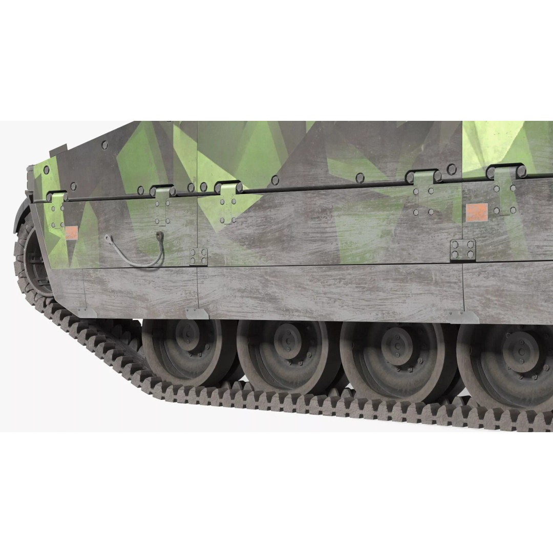 Dirty Swedish Battle Tank Strf 90 Mk IV 3D Model – High Poly PBR Asset, FBX - View 15