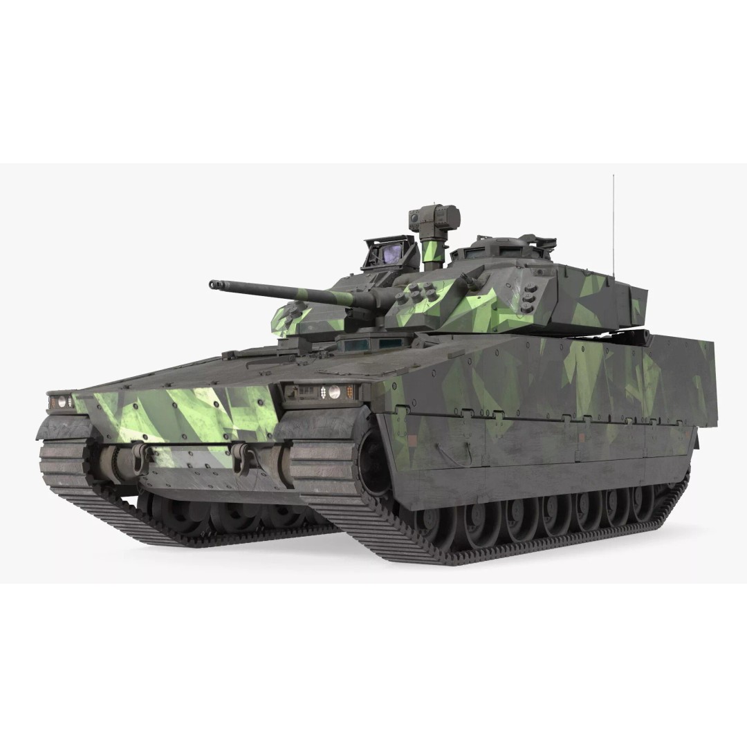 Dirty Swedish Battle Tank Strf 90 Mk IV 3D Model – High Poly PBR Asset, FBX - View 2