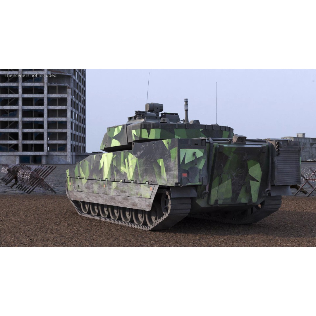 Dirty Swedish Battle Tank Strf 90 Mk IV 3D Model – High Poly PBR Asset, FBX - View 5