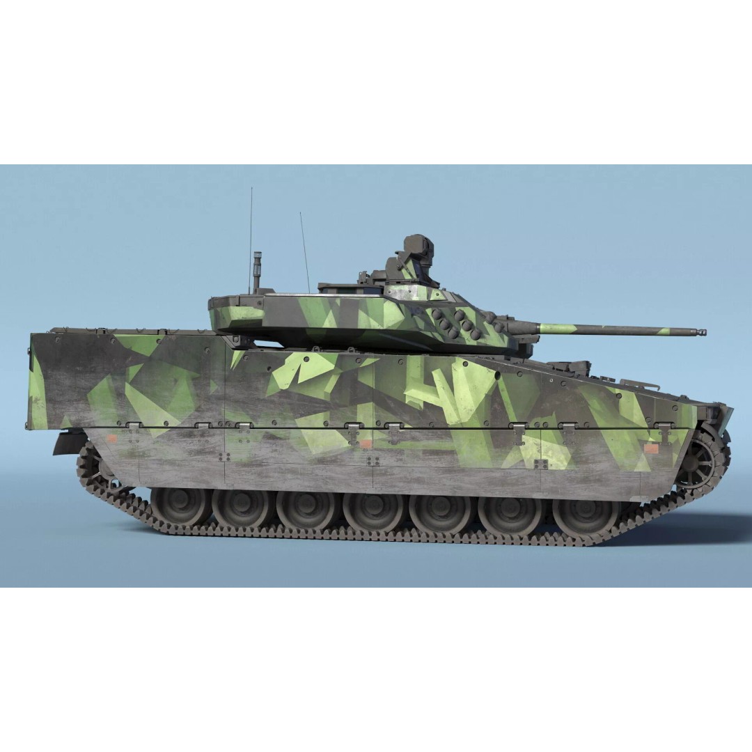 Dirty Swedish Battle Tank Strf 90 Mk IV 3D Model – High Poly PBR Asset, FBX - View 6