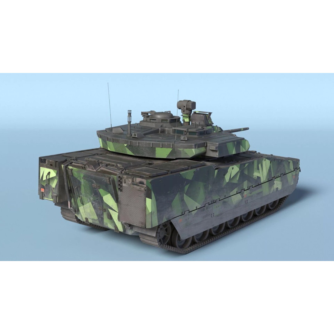 Dirty Swedish Battle Tank Strf 90 Mk IV 3D Model – High Poly PBR Asset, FBX - View 7