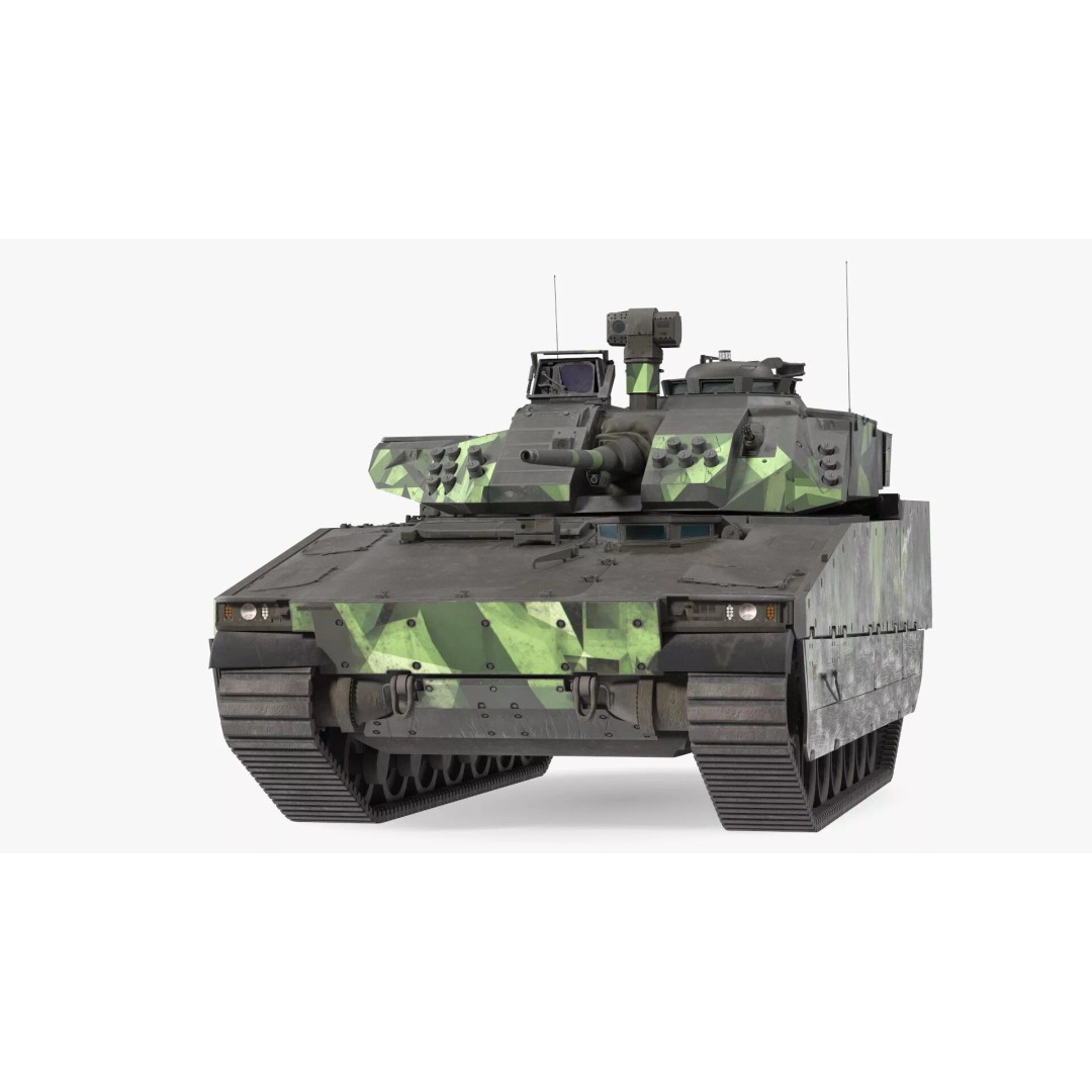 Dirty Swedish Battle Tank Strf 90 Mk IV 3D Model – High Poly PBR Asset, FBX - View 8