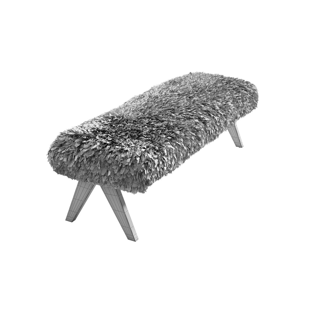 Jakob Sheepskin Bench 3D Model – High Poly Scandinavian Furniture, FBX - View 10