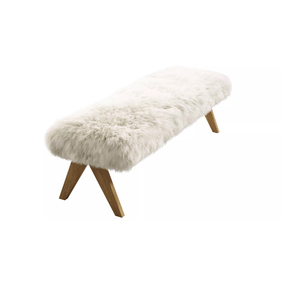 Jakob Sheepskin Bench 3D Model – High Poly Scandinavian Furniture, FBX - View 4