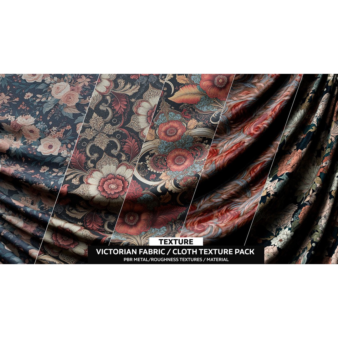 Victorian Fabric 3D Model – Detailed Cloth Textures, PBR, Unreal Engine - View 3