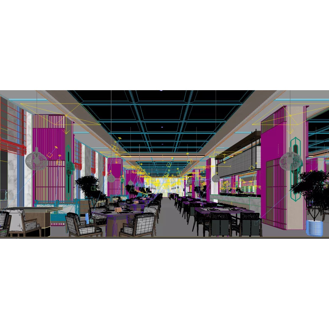 Restaurant Interior Design 3D Model – Modern Cafe Setup, FBX