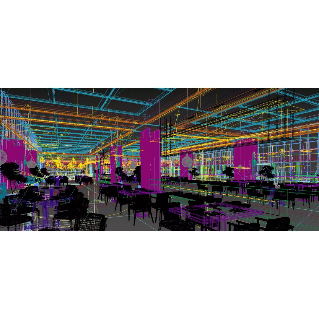 Restaurant Interior Design 3D Model – Modern Cafe Setup, FBX - View 11