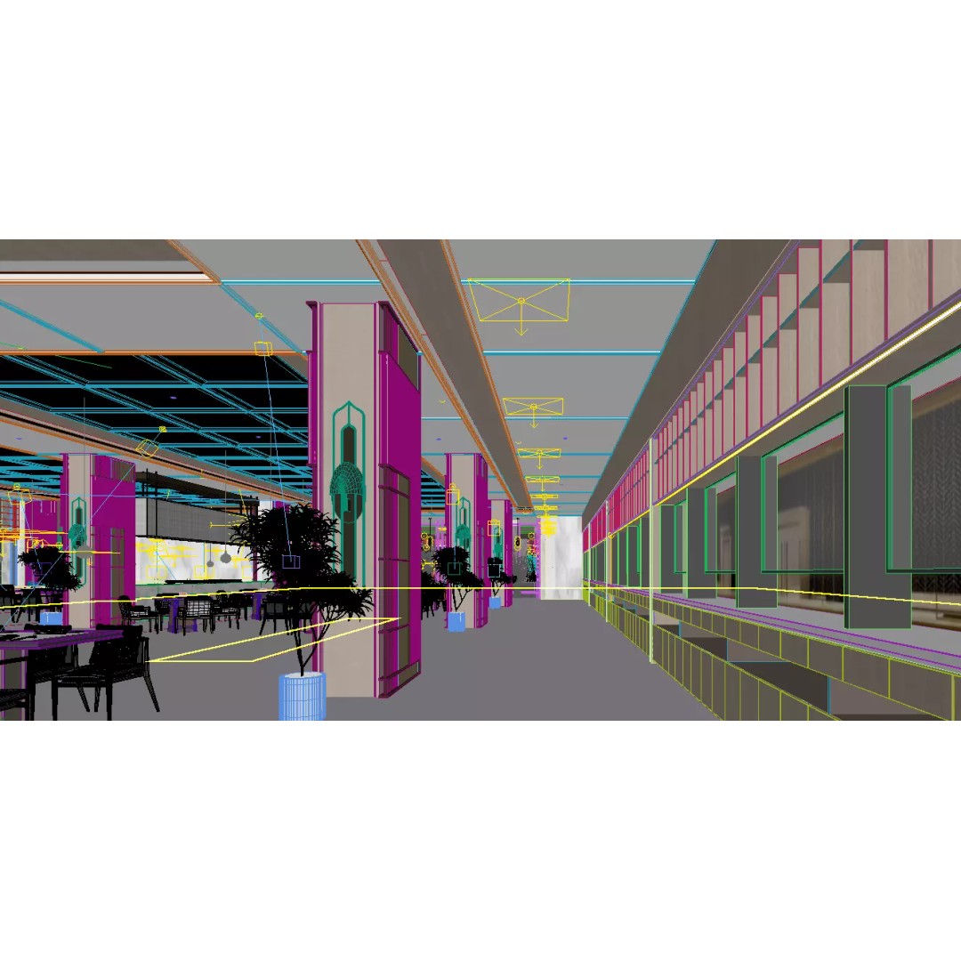 Restaurant Interior Design 3D Model – Modern Cafe Setup, FBX - View 12