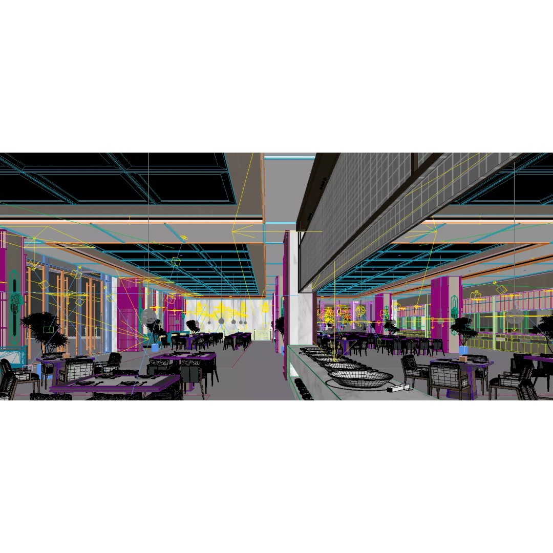 Restaurant Interior Design 3D Model – Modern Cafe Setup, FBX - View 7