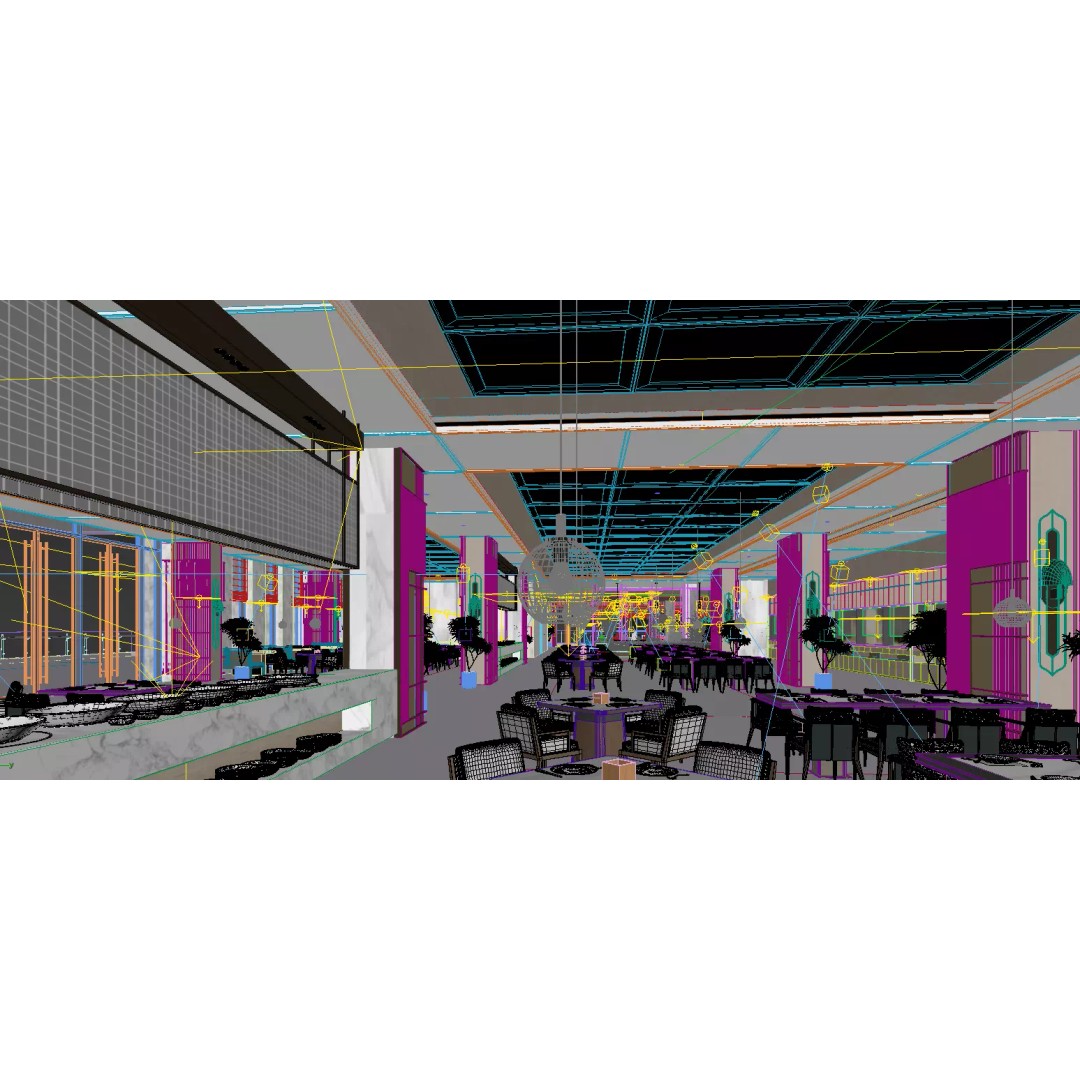 Restaurant Interior Design 3D Model – Modern Cafe Setup, FBX - View 8