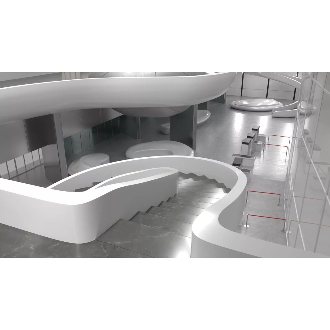 Futuristic Lobby Interior 3D Model – High Quality PBR Asset, FBX - View 16