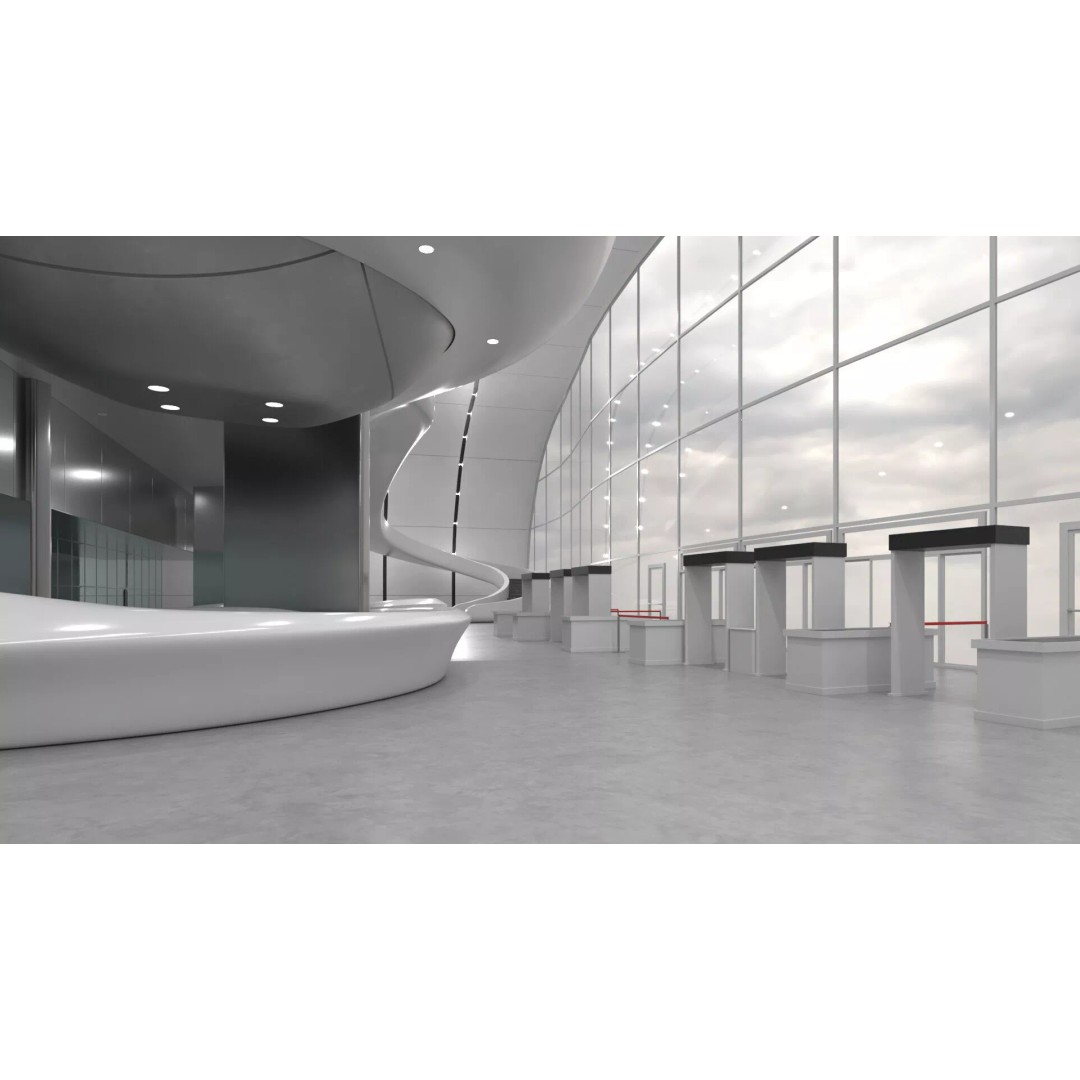 Futuristic Lobby Interior 3D Model – High Quality PBR Asset, FBX - View 2