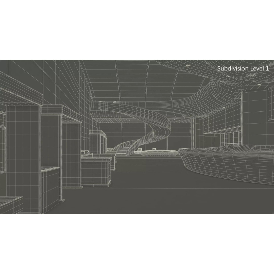 Futuristic Lobby Interior 3D Model – High Quality PBR Asset, FBX - View 34