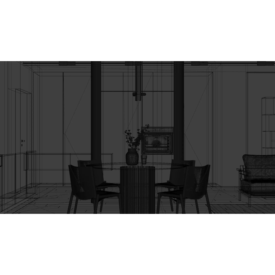Minimalist Wooden Living Room 3D Model – PBR Interior Asset, FBX, OBJ - View 11