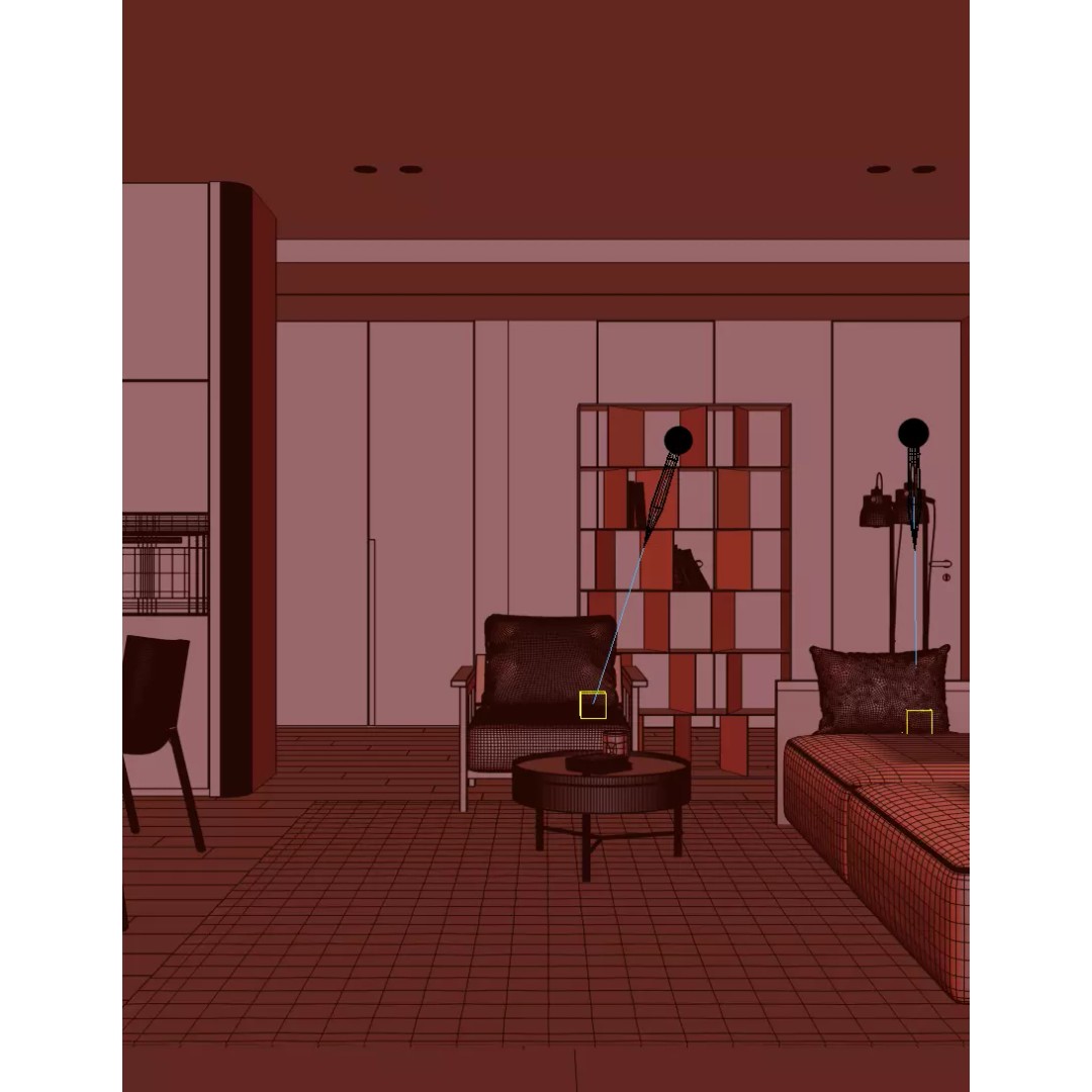 Minimalist Wooden Living Room 3D Model – PBR Interior Asset, FBX, OBJ - View 8