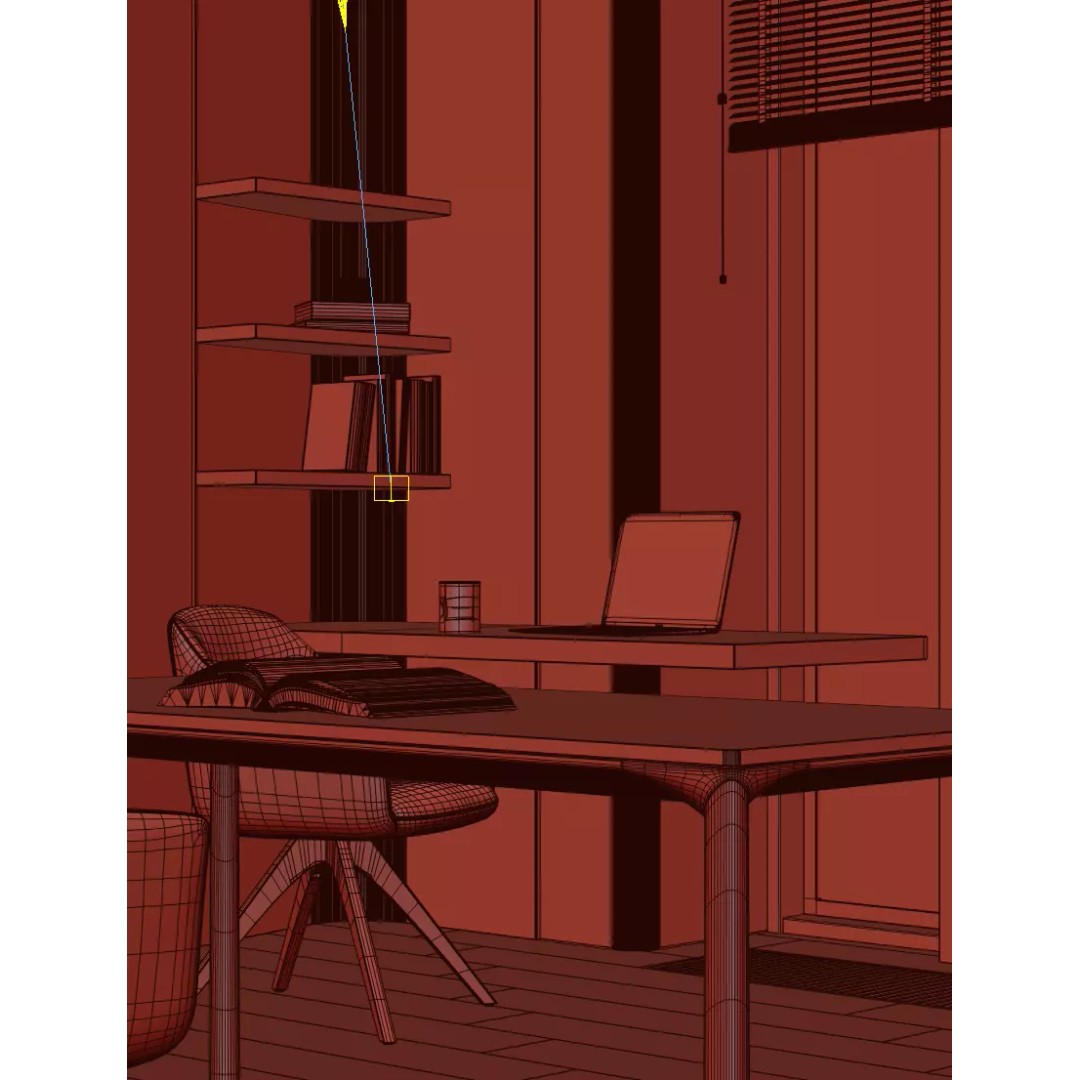 Minimalist Wooden Living Room 3D Model – PBR Interior Asset, FBX, OBJ - View 9
