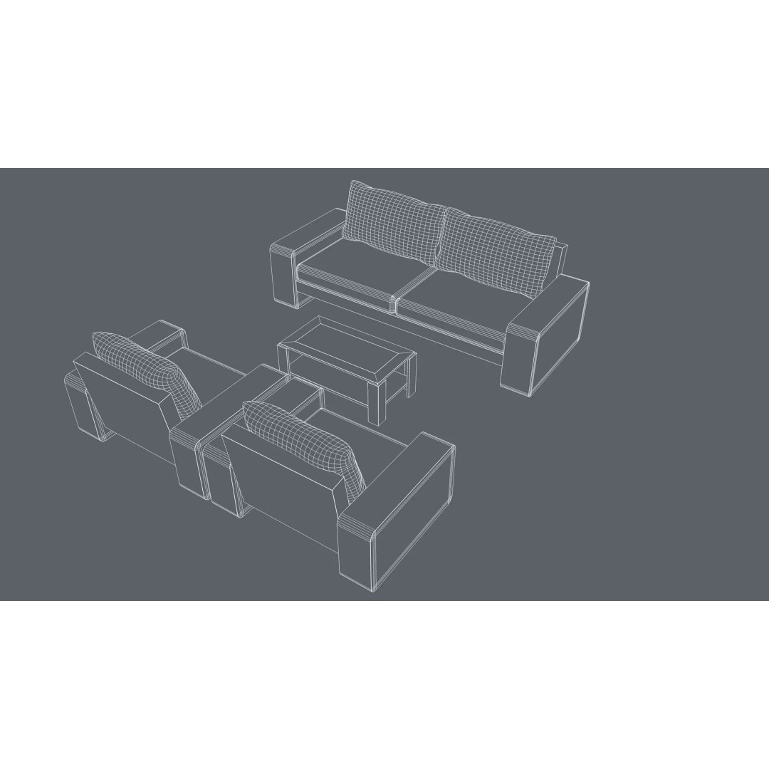 Furniture Set 3D Model – Modern Design, PBR Textures, FBX, OBJ - View 10