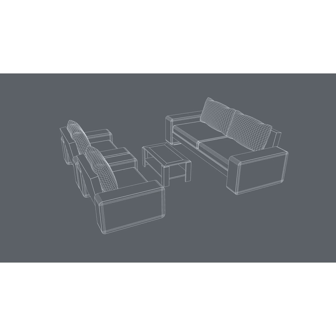 Furniture Set 3D Model – Modern Design, PBR Textures, FBX, OBJ - View 11
