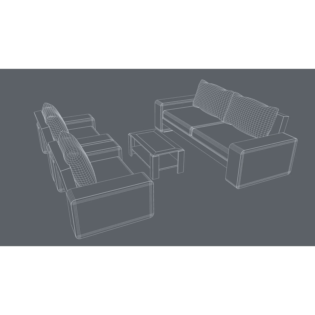 Furniture Set 3D Model – Modern Design, PBR Textures, FBX, OBJ - View 12