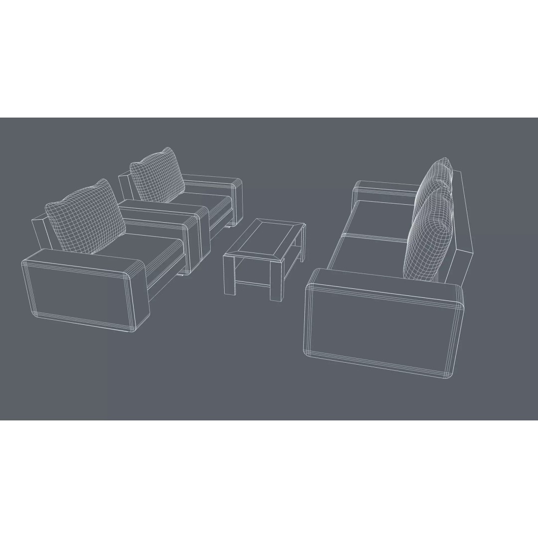 Furniture Set 3D Model – Modern Design, PBR Textures, FBX, OBJ - View 14