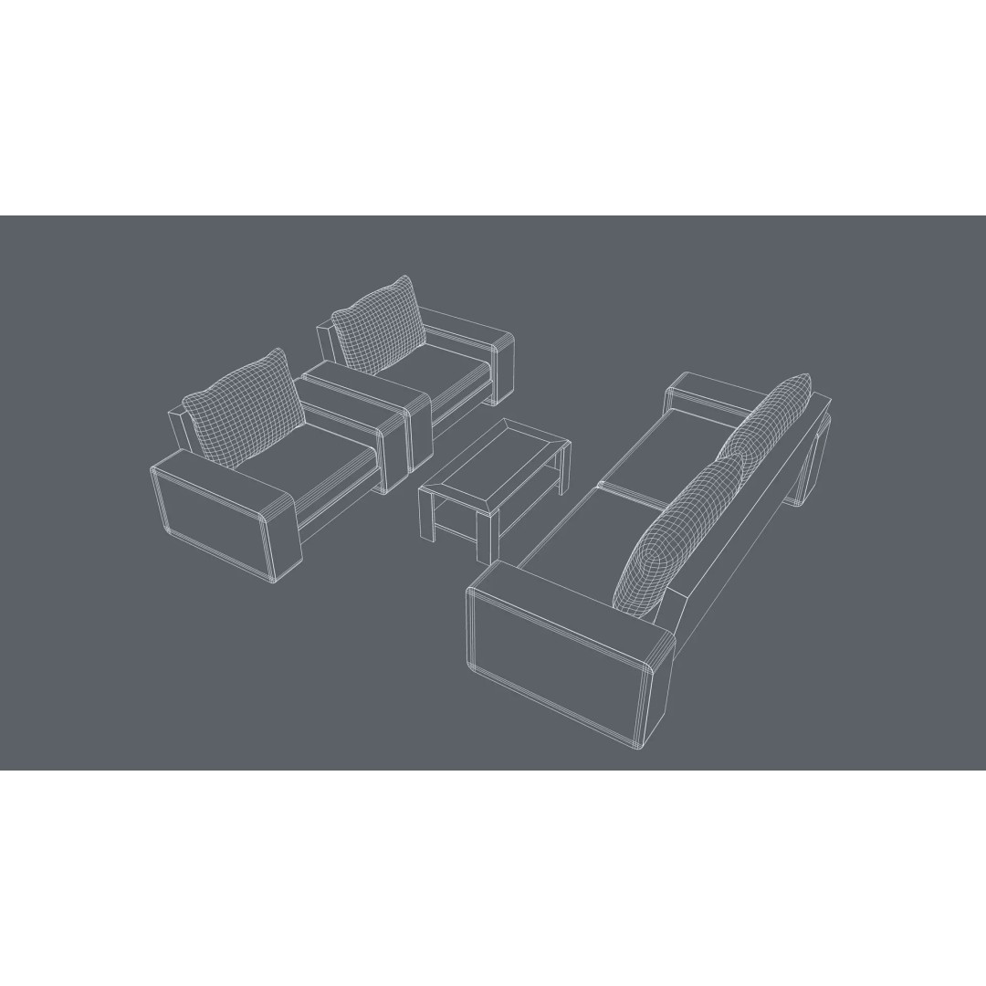 Furniture Set 3D Model – Modern Design, PBR Textures, FBX, OBJ - View 15