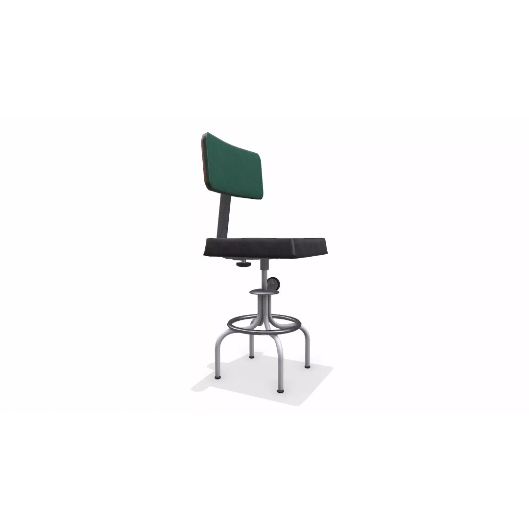 Old Lab Chair 3D Model – Low Poly PBR Game Asset, FBX, OBJ - View 10