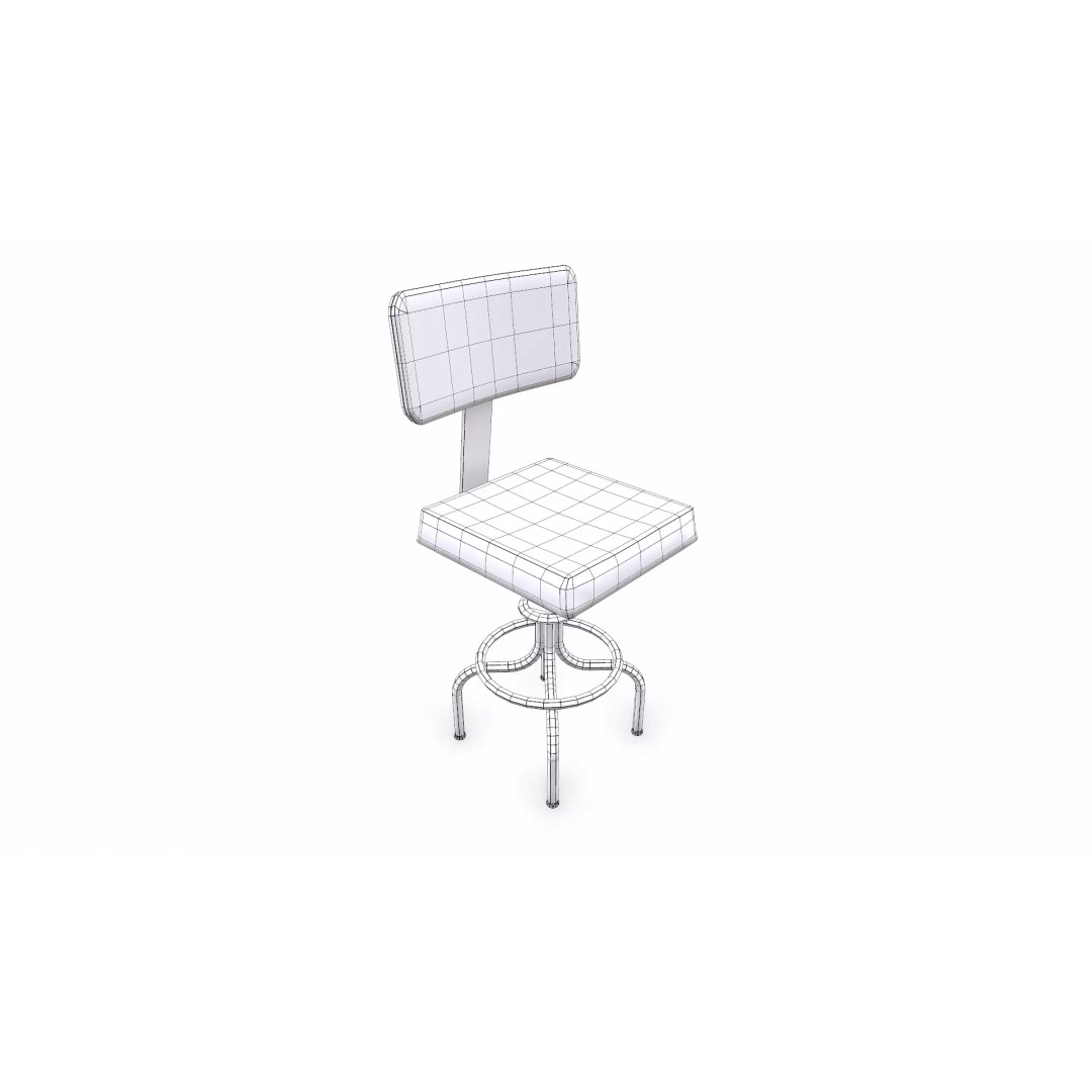 Old Lab Chair 3D Model – Low Poly PBR Game Asset, FBX, OBJ - View 18