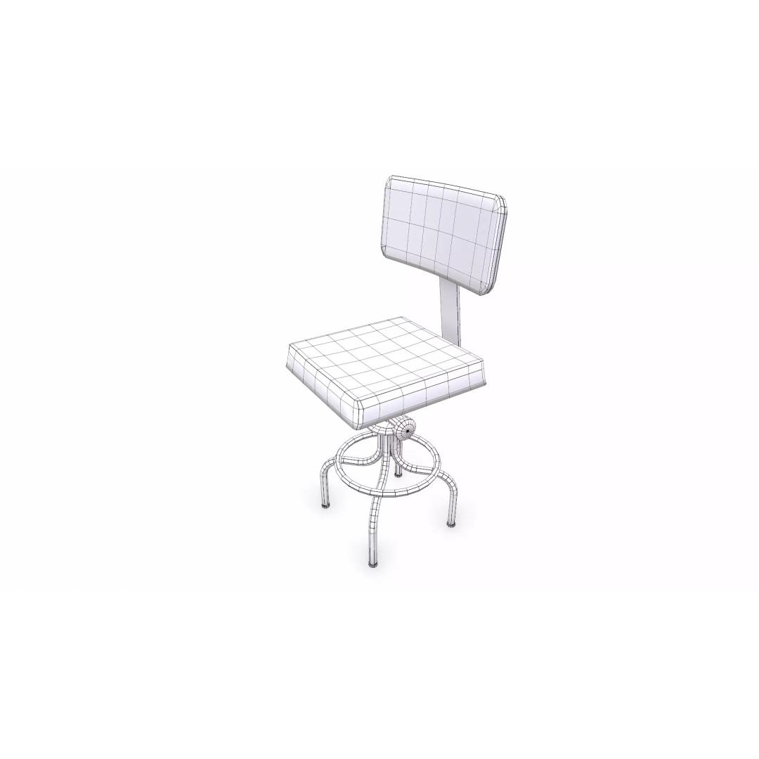 Old Lab Chair 3D Model – Low Poly PBR Game Asset, FBX, OBJ - View 19