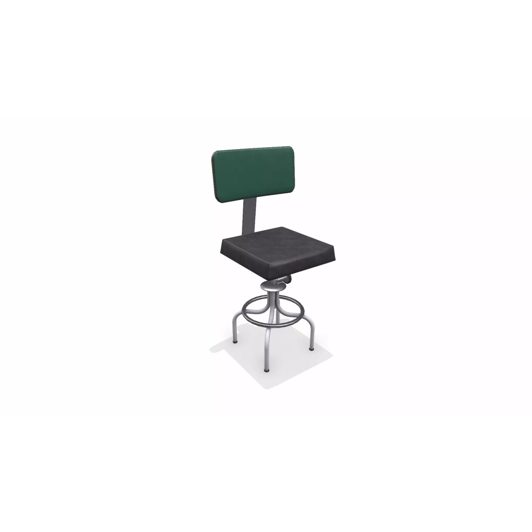 Old Lab Chair 3D Model – Low Poly PBR Game Asset, FBX, OBJ - View 2