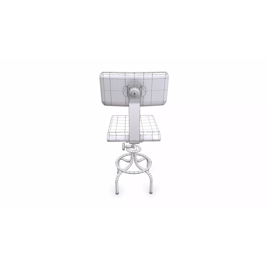 Old Lab Chair 3D Model – Low Poly PBR Game Asset, FBX, OBJ - View 20