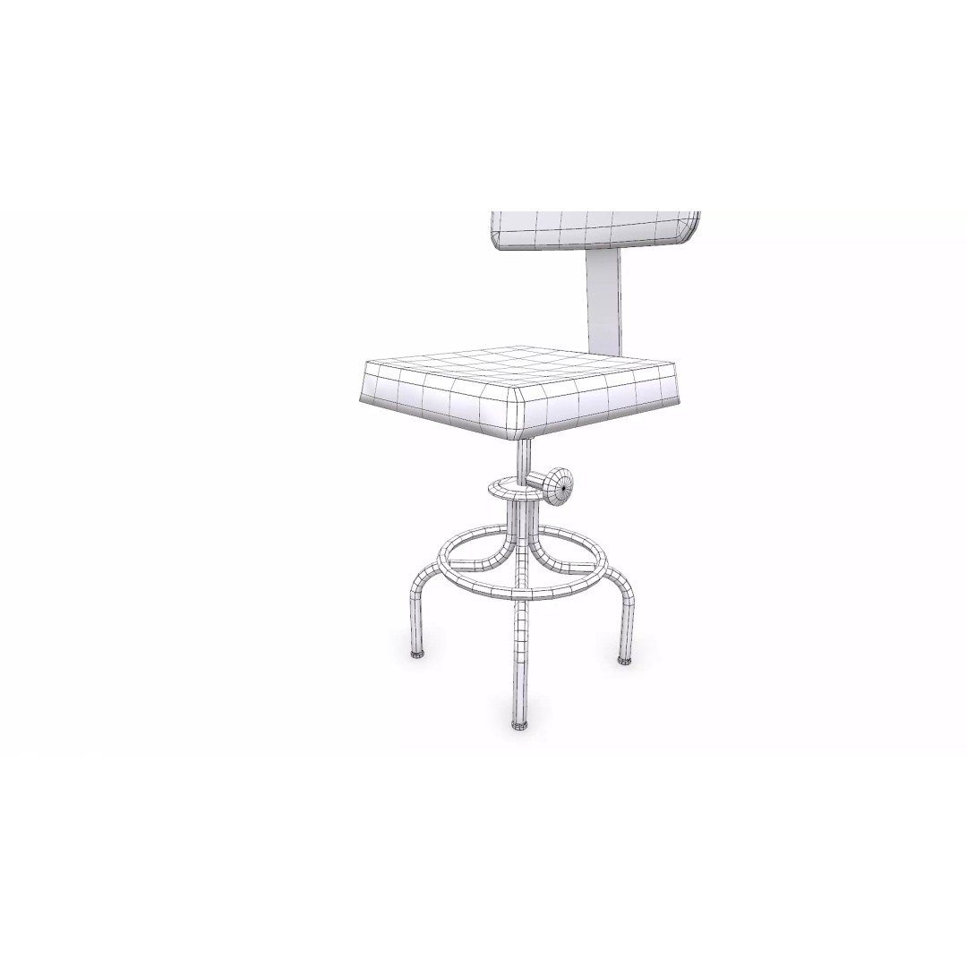 Old Lab Chair 3D Model – Low Poly PBR Game Asset, FBX, OBJ - View 22