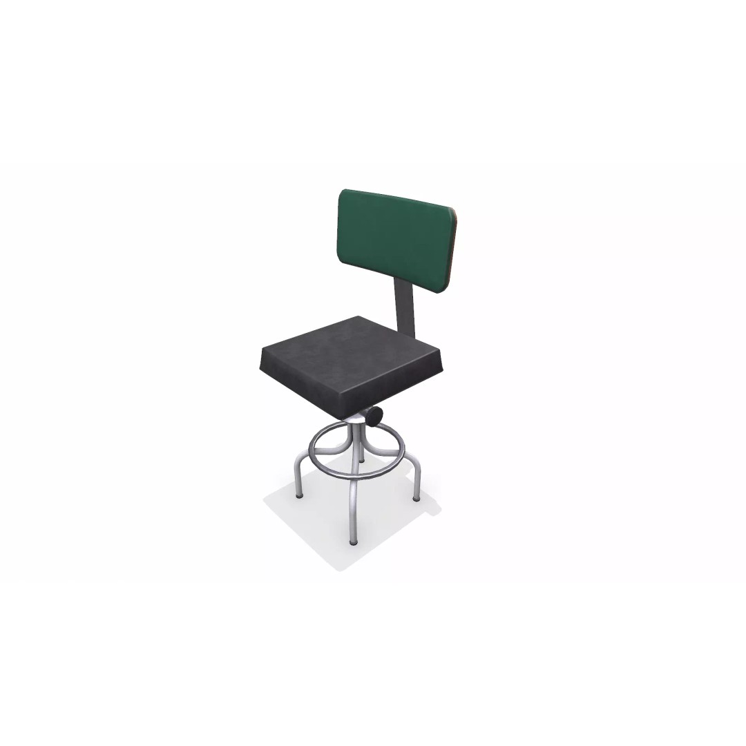 Old Lab Chair 3D Model – Low Poly PBR Game Asset, FBX, OBJ - View 4