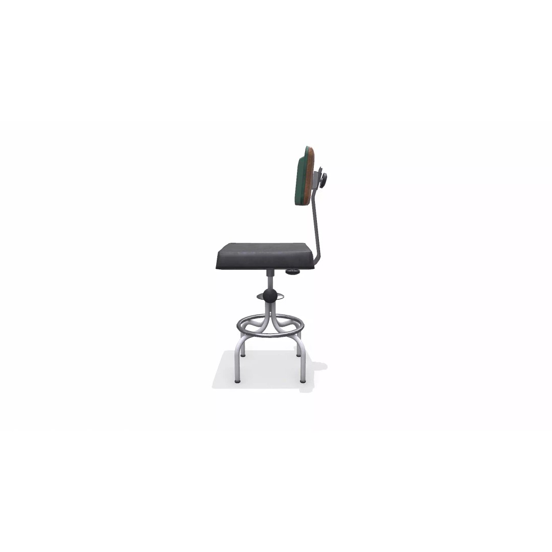Old Lab Chair 3D Model – Low Poly PBR Game Asset, FBX, OBJ - View 5