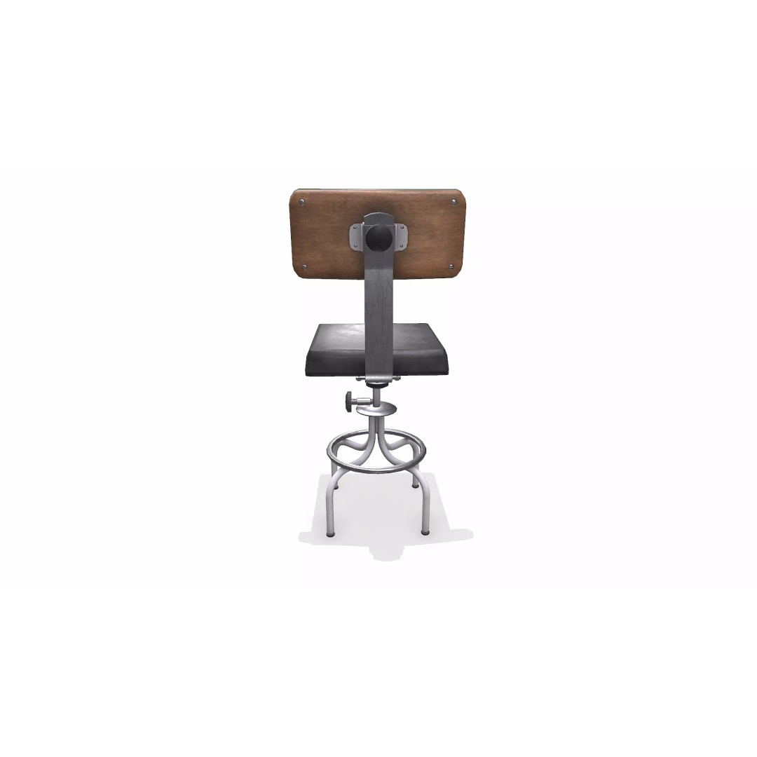 Old Lab Chair 3D Model – Low Poly PBR Game Asset, FBX, OBJ - View 7