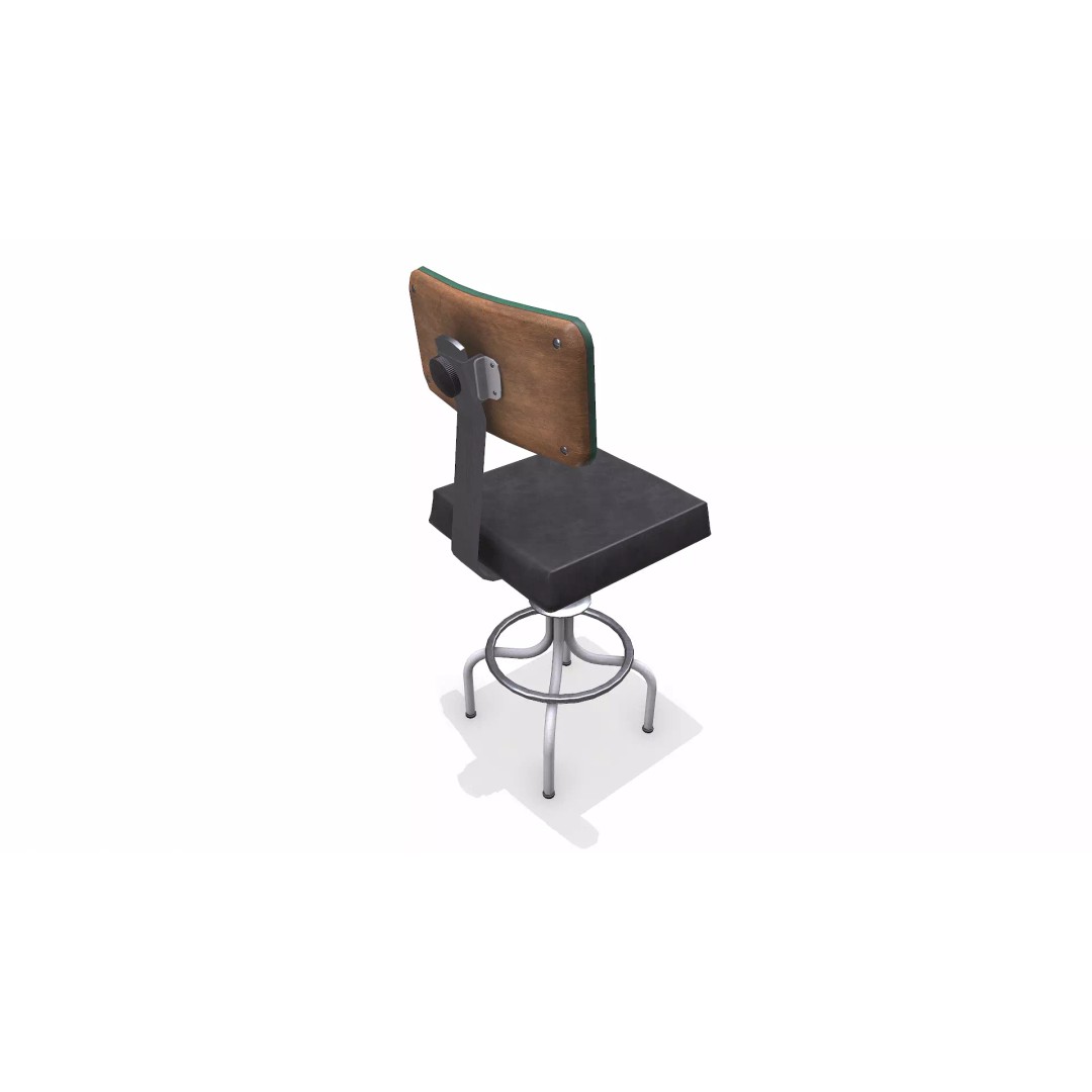 Old Lab Chair 3D Model – Low Poly PBR Game Asset, FBX, OBJ - View 8
